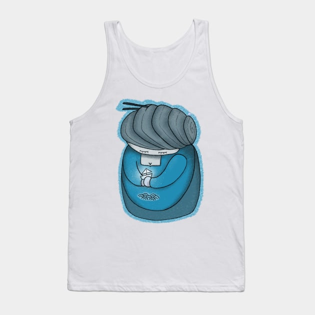 Blue Kokeshi Doll Tank Top by MisTral